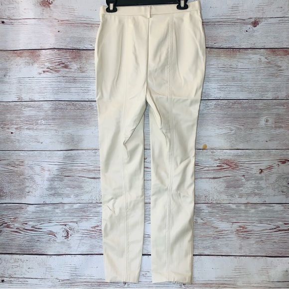 NWT Jason Wu Faux Leather Chic Party Pants High Waisted Slim Cream Color Medium - Picture 3 of 6